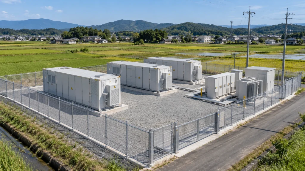 田園地帯の系統用蓄電池の設置イメージ(空撮)